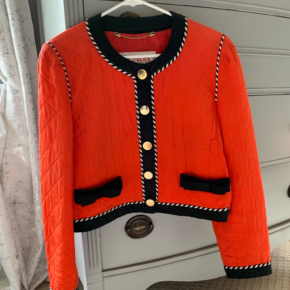 Escada Vintage Red Silk Quilted Jacket